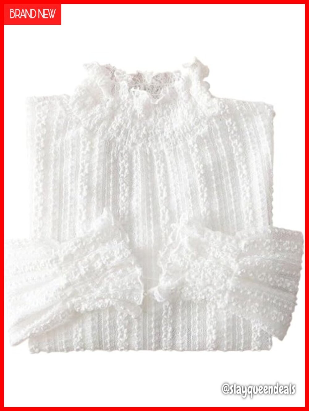 Long Sleeve Mock Neck Sheer Floral Lace Blouse